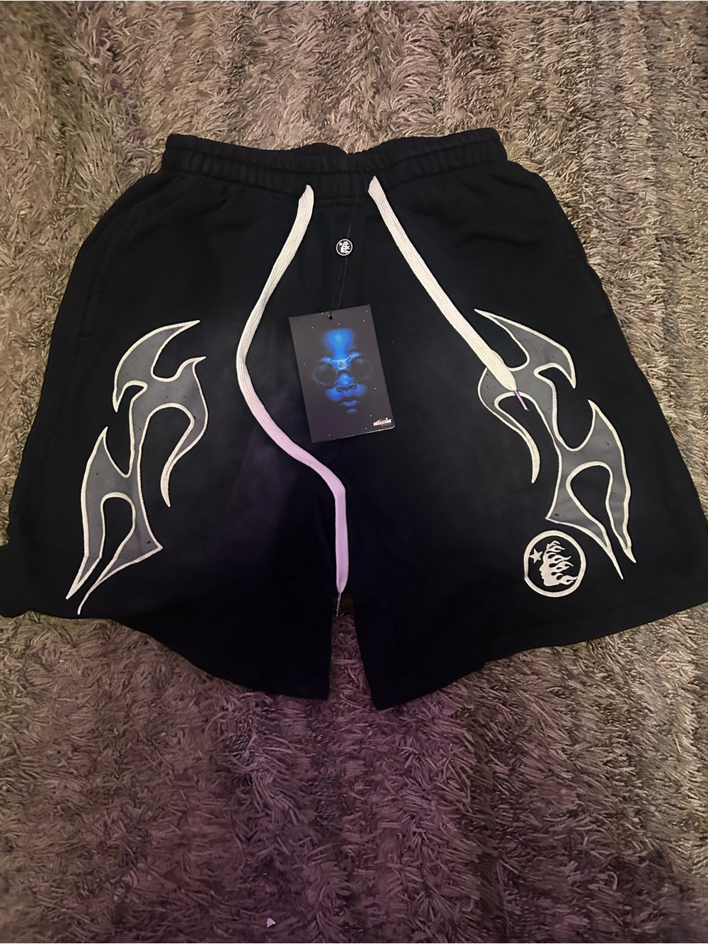 Black and grey hellstar shorts